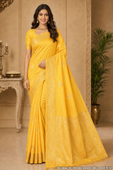 Pooja Mango Silk Saree with Elegant Weaving Jal