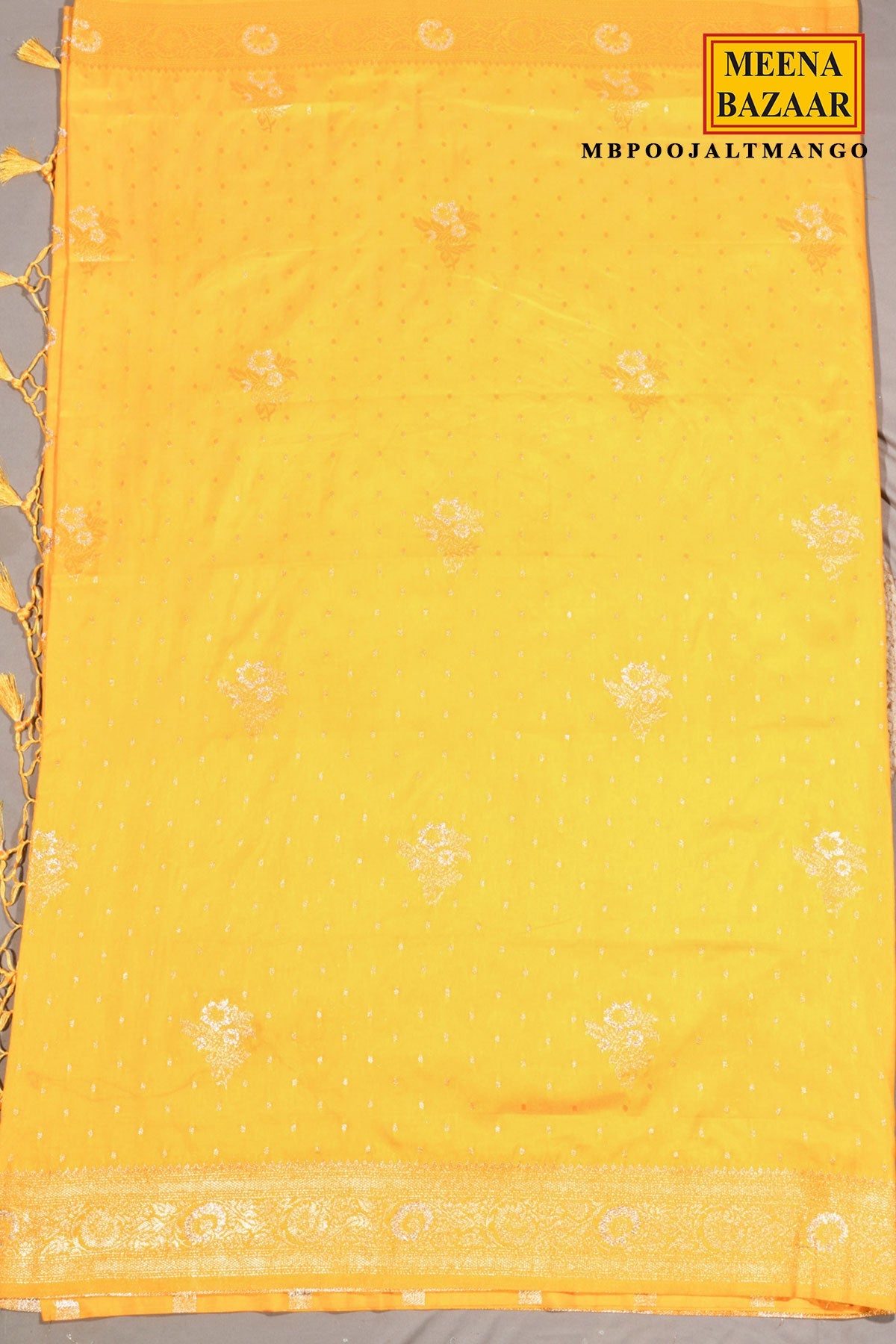 Pooja Mango Silk Saree with Elegant Weaving Jal
