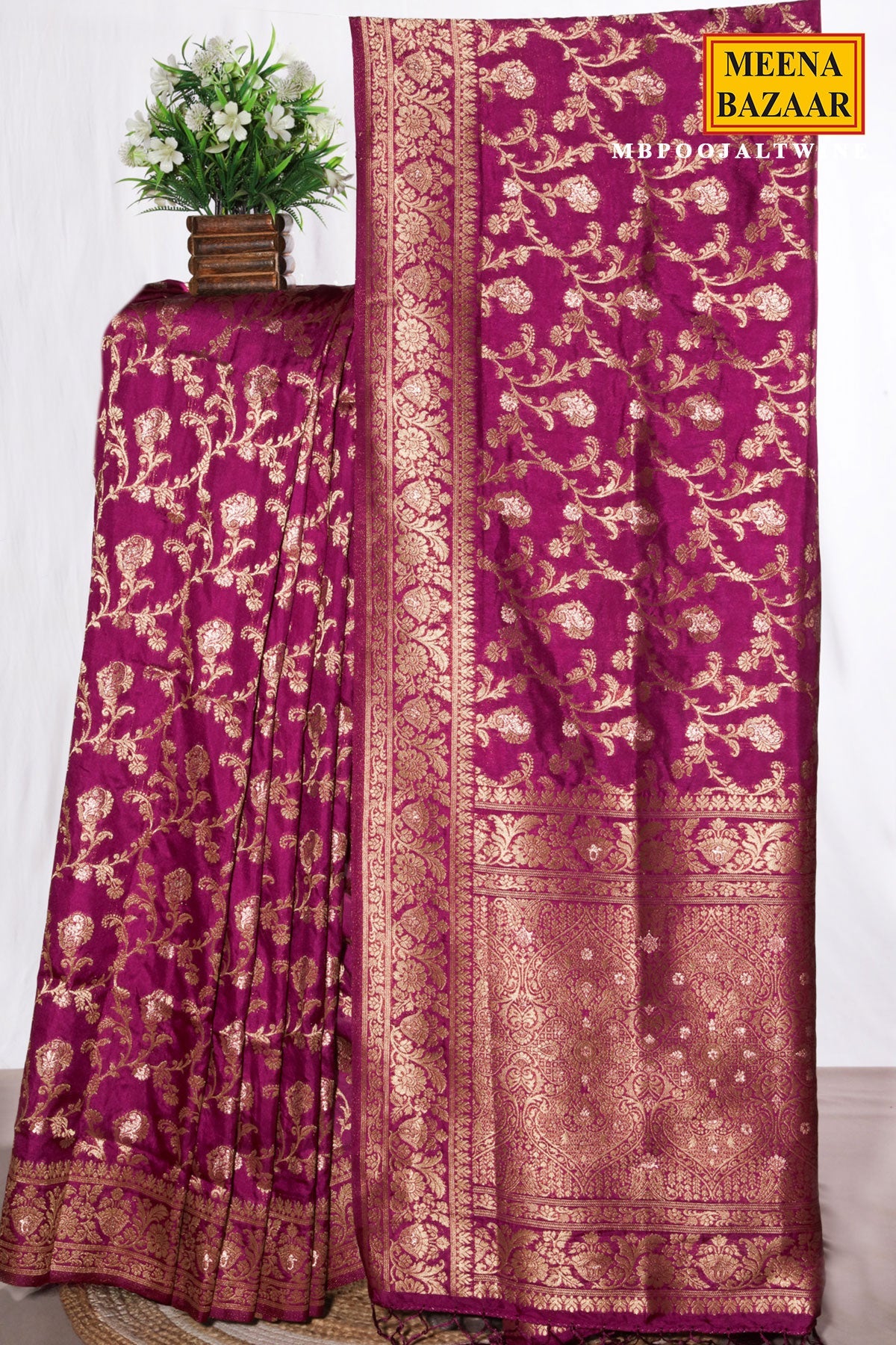 Wine Silk Saree with Elegant Weaving Jal