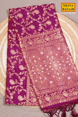 Wine Silk Saree with Elegant Weaving Jal