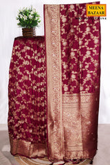 Wine Silk Saree with Elegant Weaving Jal