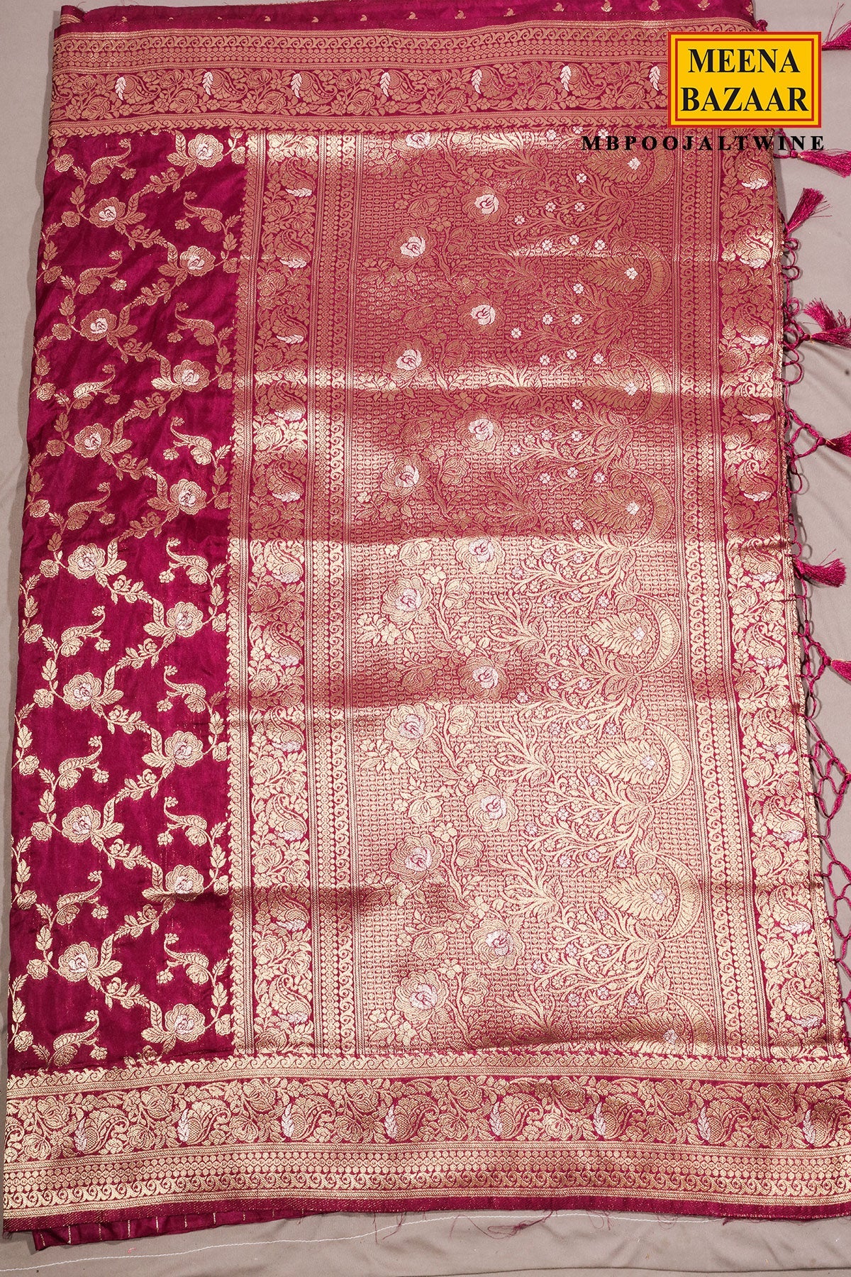 Wine Silk Saree with Elegant Weaving Jal