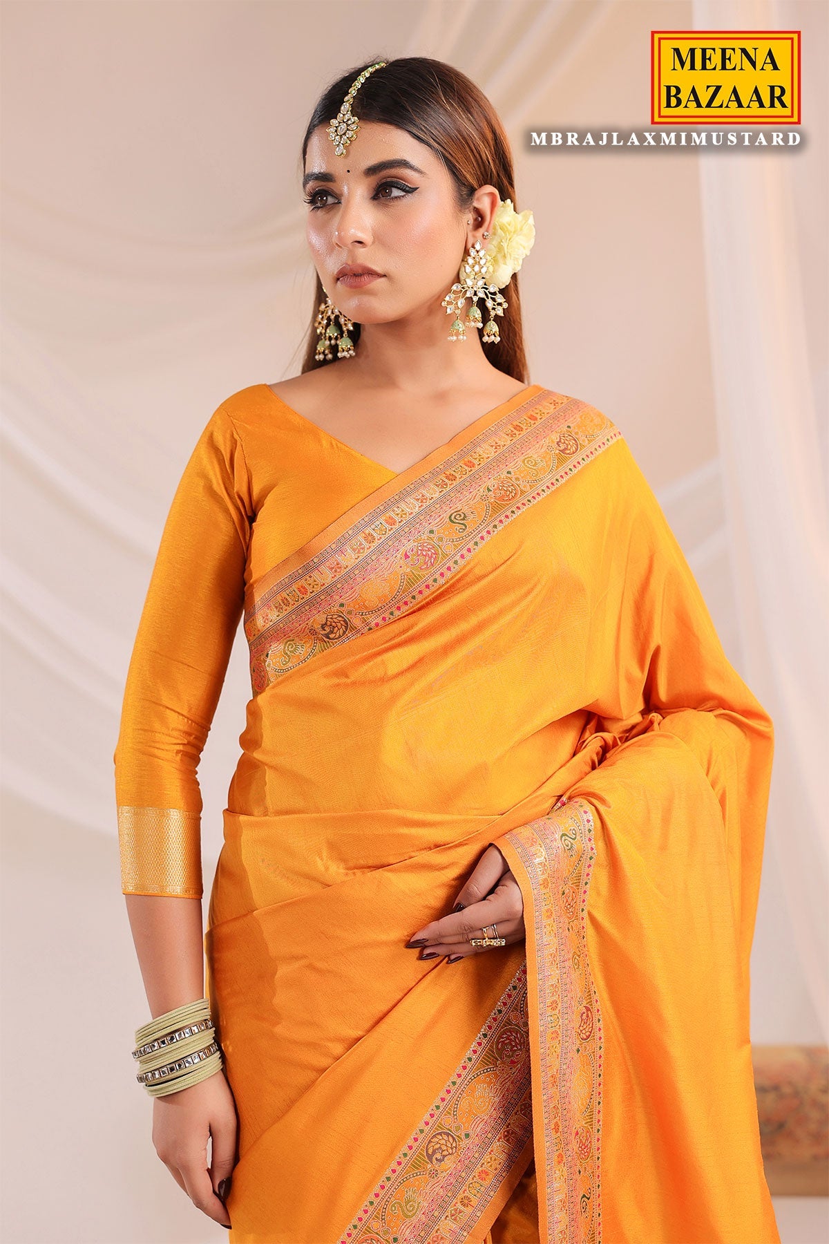 Mustard Silk Saree with Weaving Traditional Festive & Party Wear