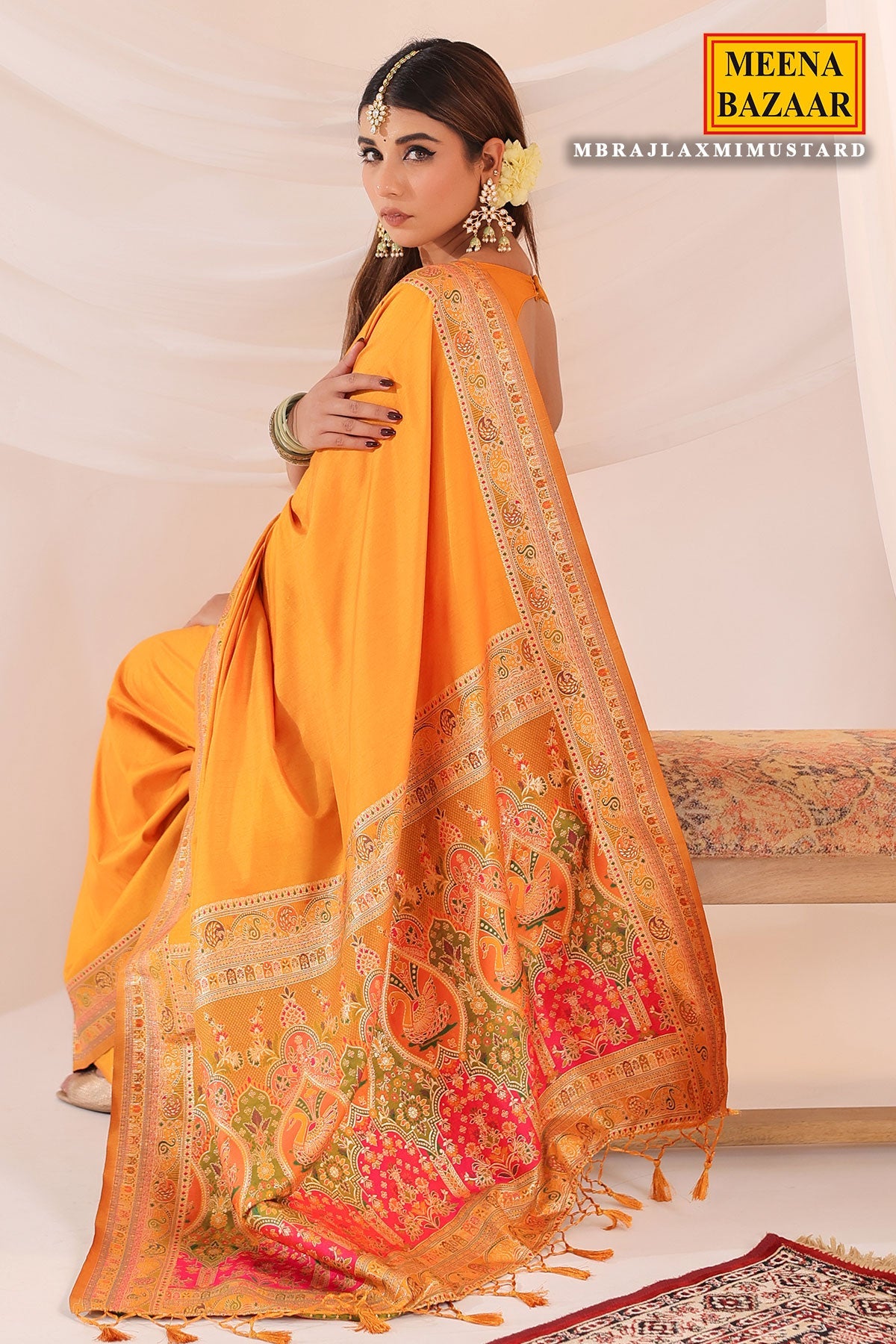 Mustard Silk Saree with Weaving Traditional Festive & Party Wear