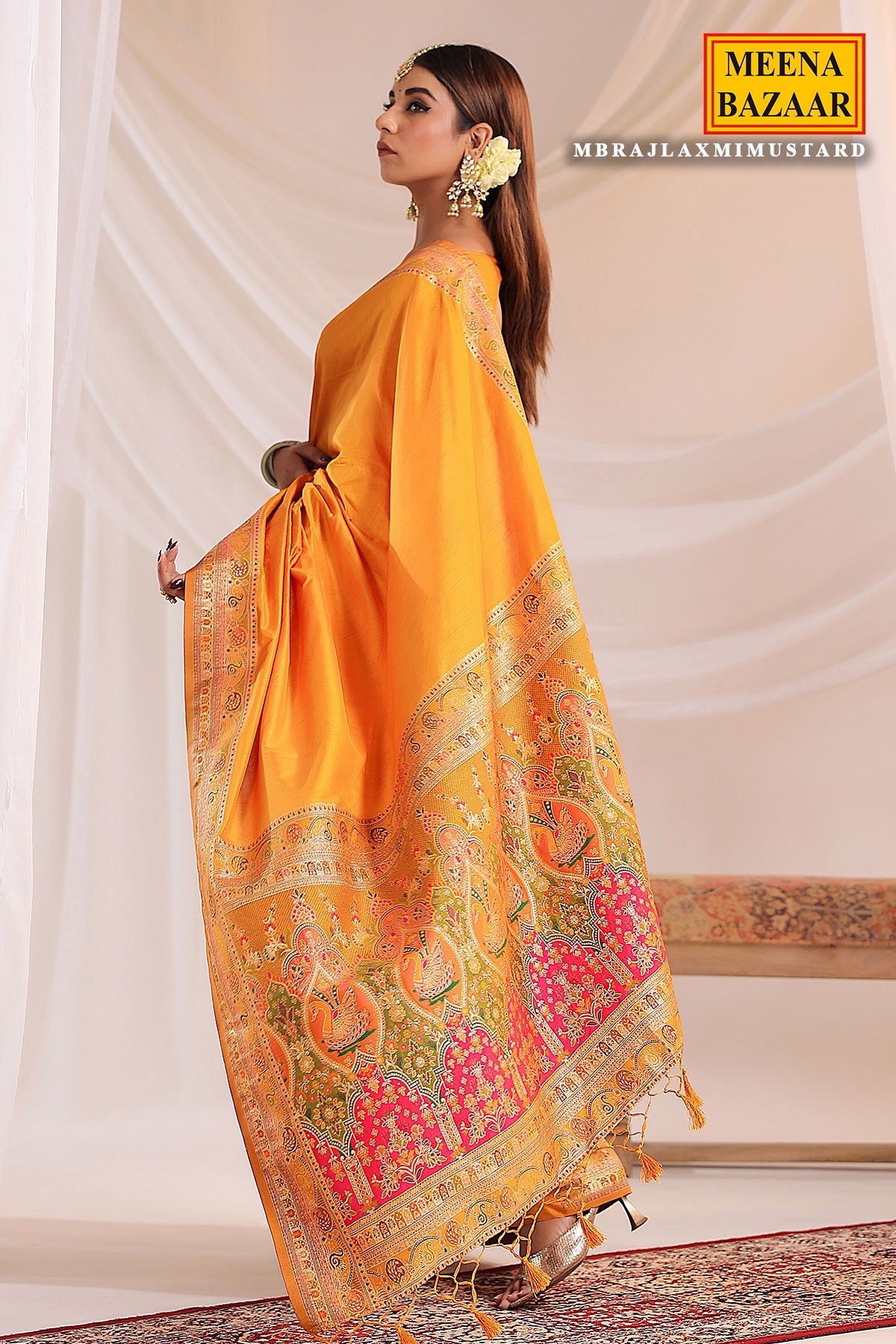 Mustard Silk Saree with Weaving Traditional Festive & Party Wear