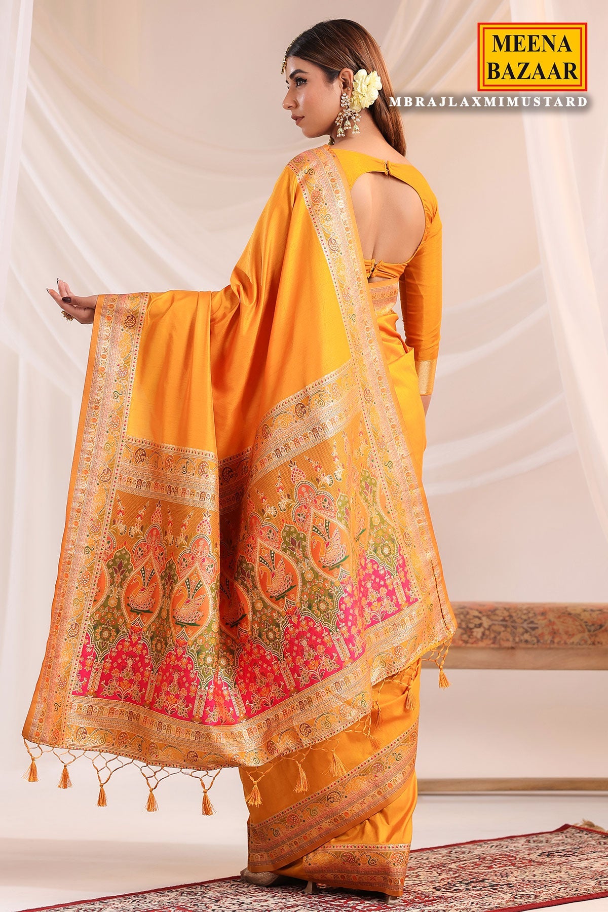 Mustard Silk Saree with Weaving Traditional Festive & Party Wear