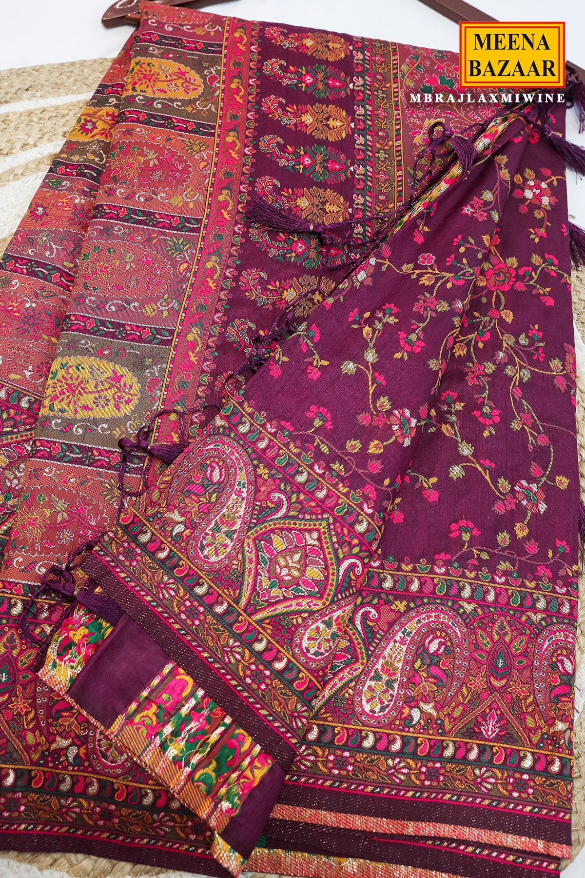 Wine Silk Weaving Saree Elegant Traditional & Festive Wear