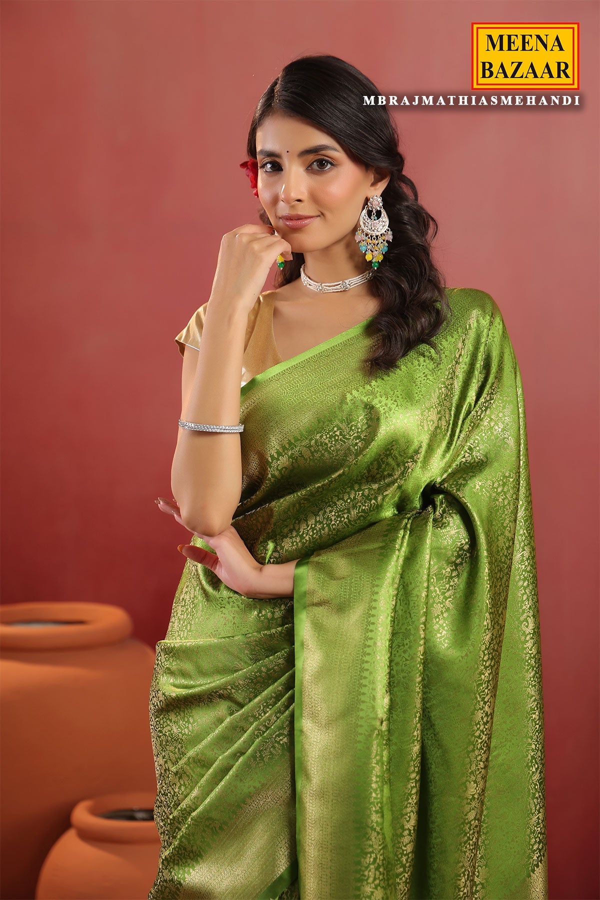 Mehandi Green Silk Woven Saree Timeless Traditional Elegance