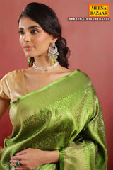 Mehandi Green Silk Woven Saree Timeless Traditional Elegance