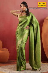 Mehandi Green Silk Woven Saree Timeless Traditional Elegance