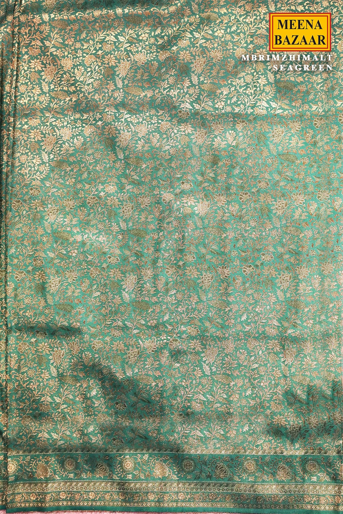 Rimzim Sea Green Silk Weaving Jaal Saree
