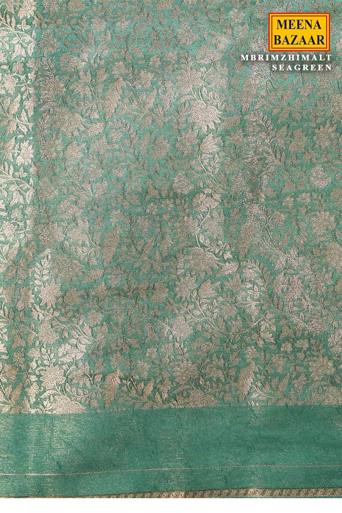 Rimzim Sea Green Silk Weaving Jaal Saree