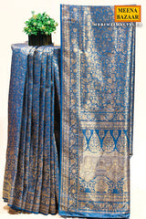 Rimzim Blue Silk Weaving Jaal Saree