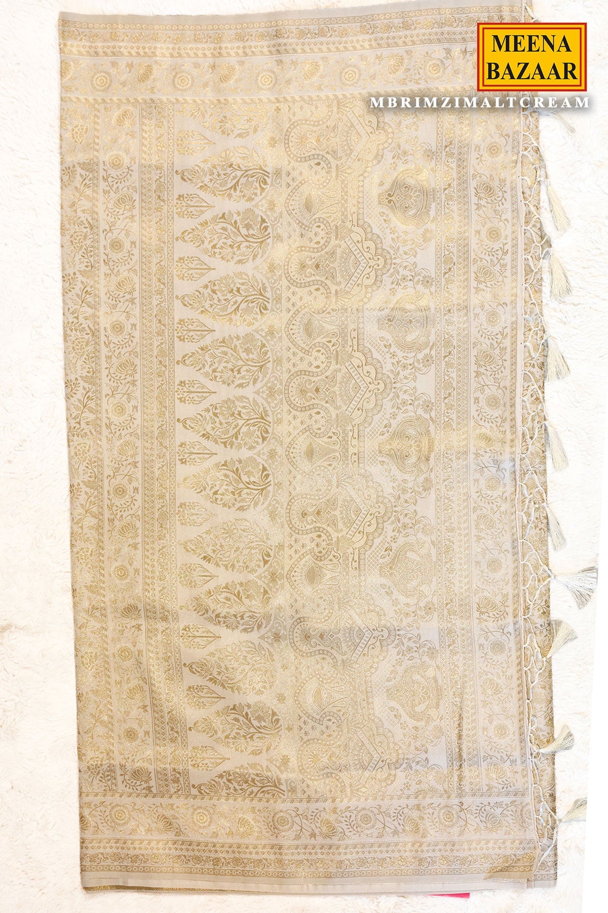 Rimzim Cream Silk Weaving Jaal Saree
