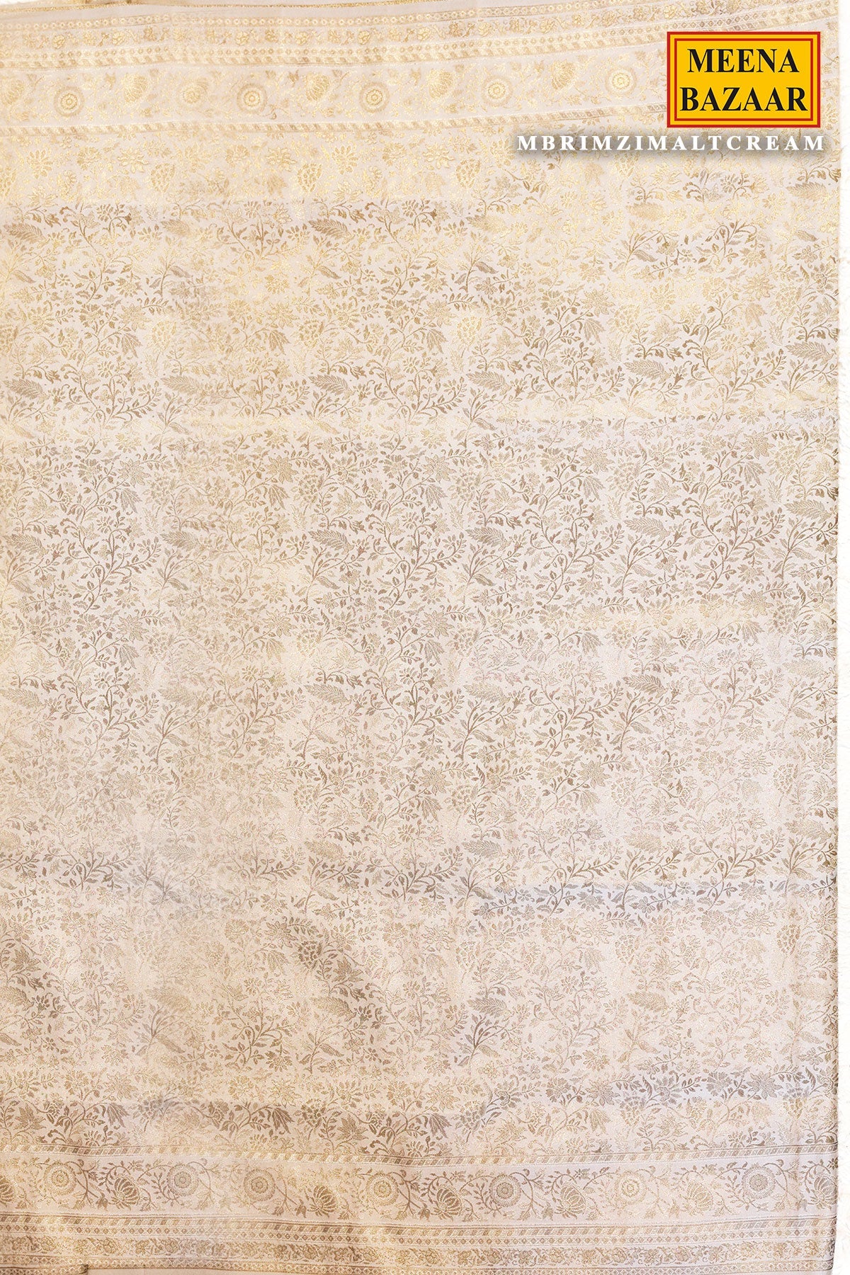 Rimzim Cream Silk Weaving Jaal Saree