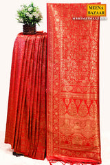 Rimzim Red Silk Weaving Jaal Saree