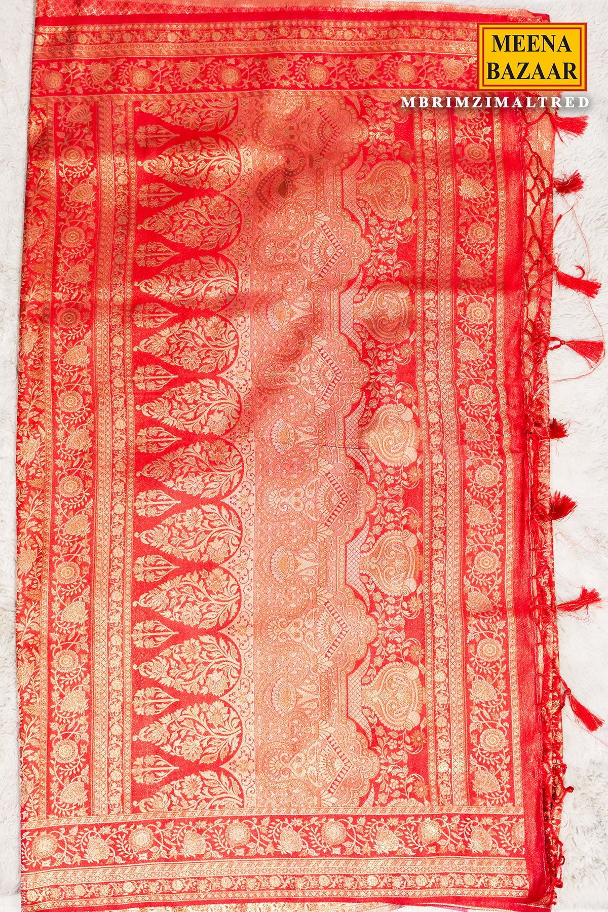 Rimzim Red Silk Weaving Jaal Saree