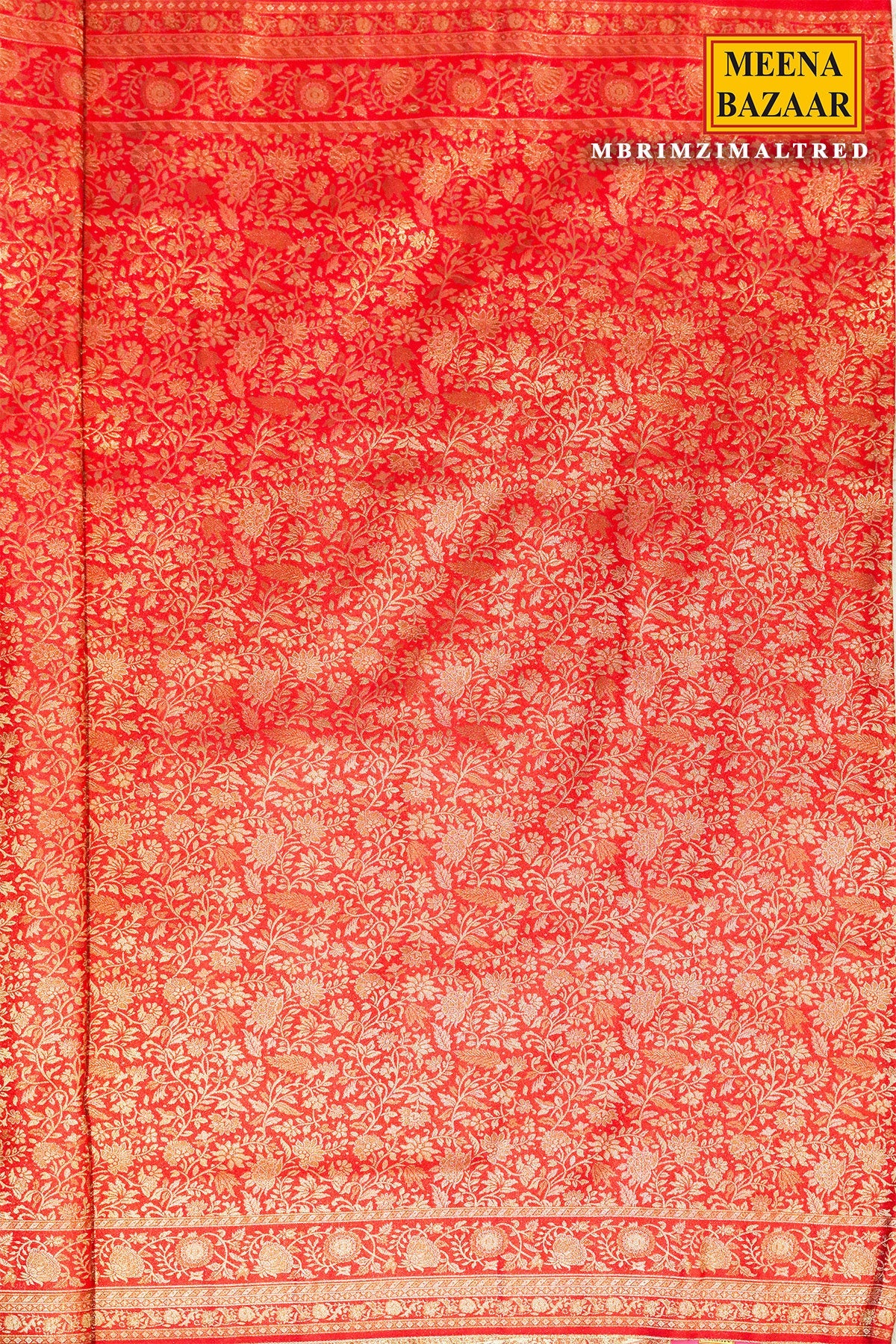 Rimzim Red Silk Weaving Jaal Saree
