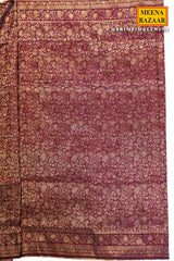 Rimzim Wine Silk Weaving Jaal Saree