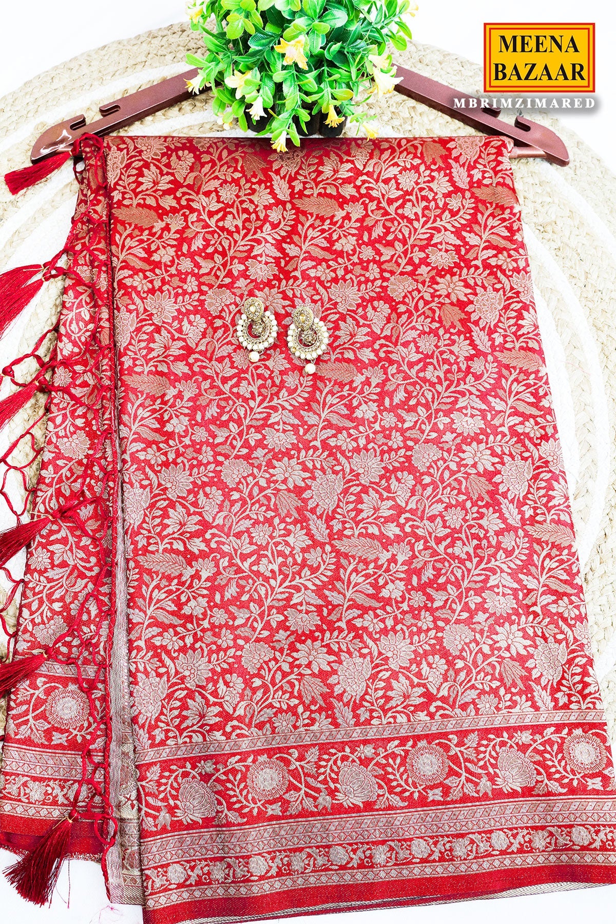 Red Silk Weaving Saree Elegant Festive & Wedding Wear