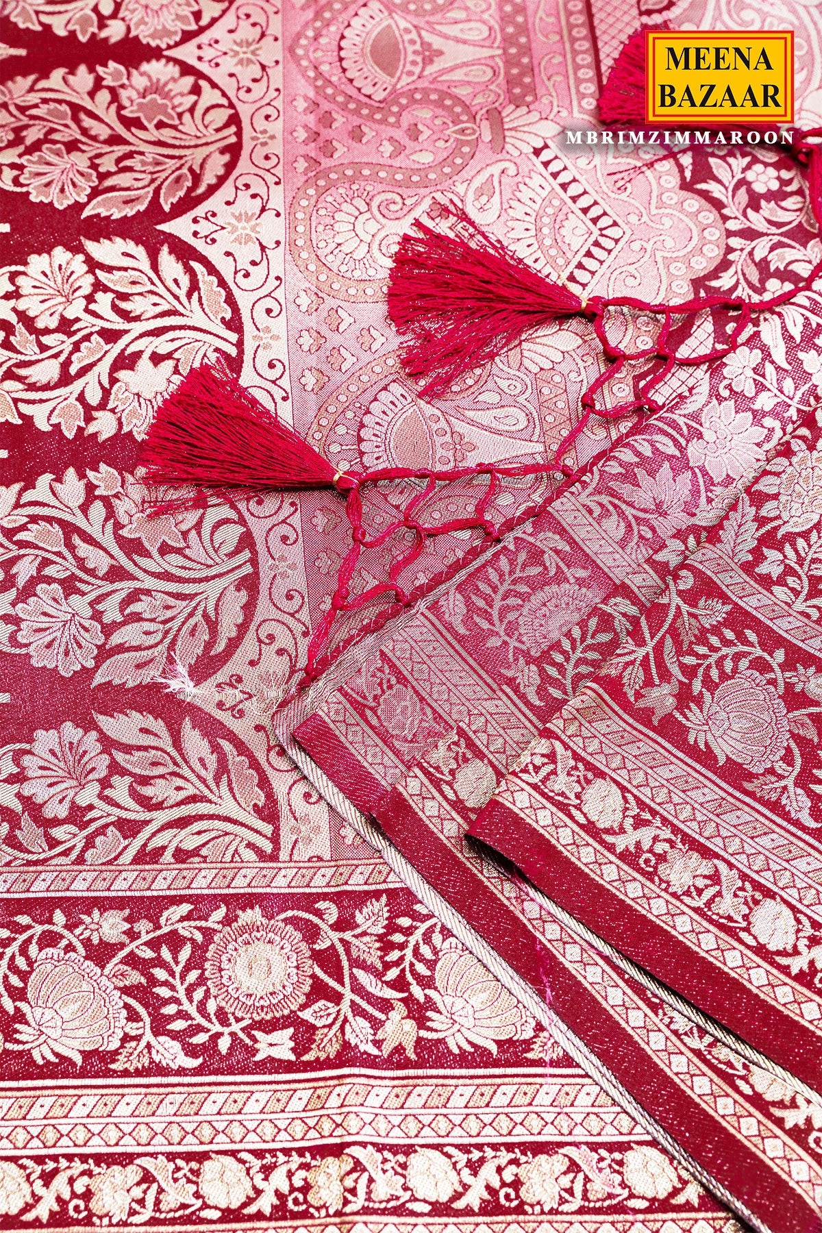 Maroon South Silk Floral Zari Woven Saree