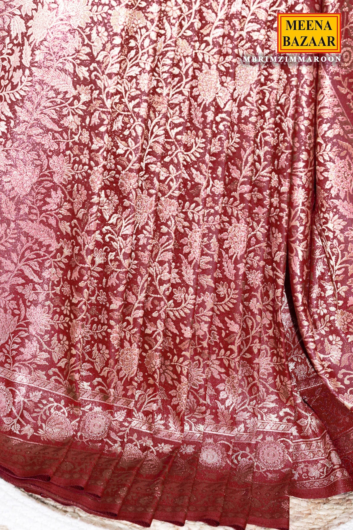 Maroon South Silk Floral Zari Woven Saree