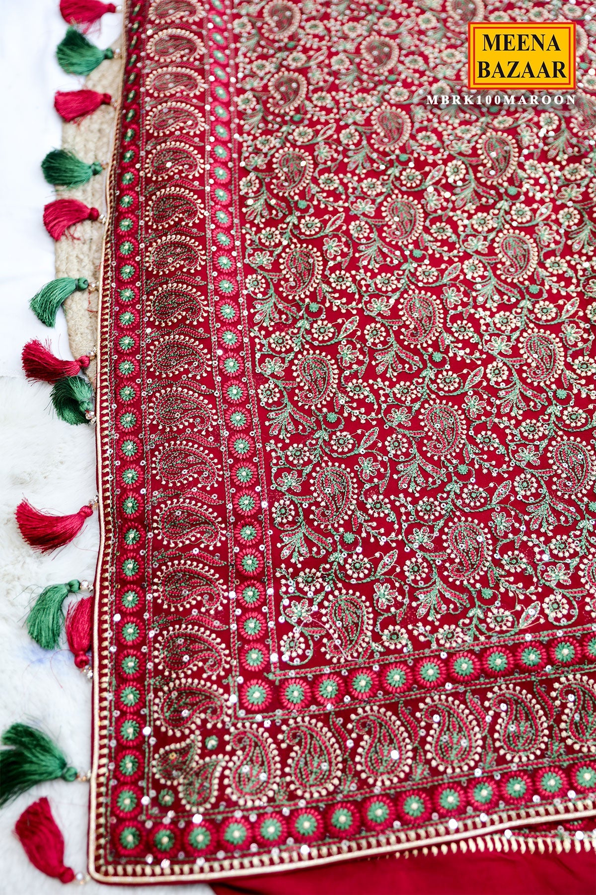 Maroon Georgette Saree with Sequin and Zari Work
