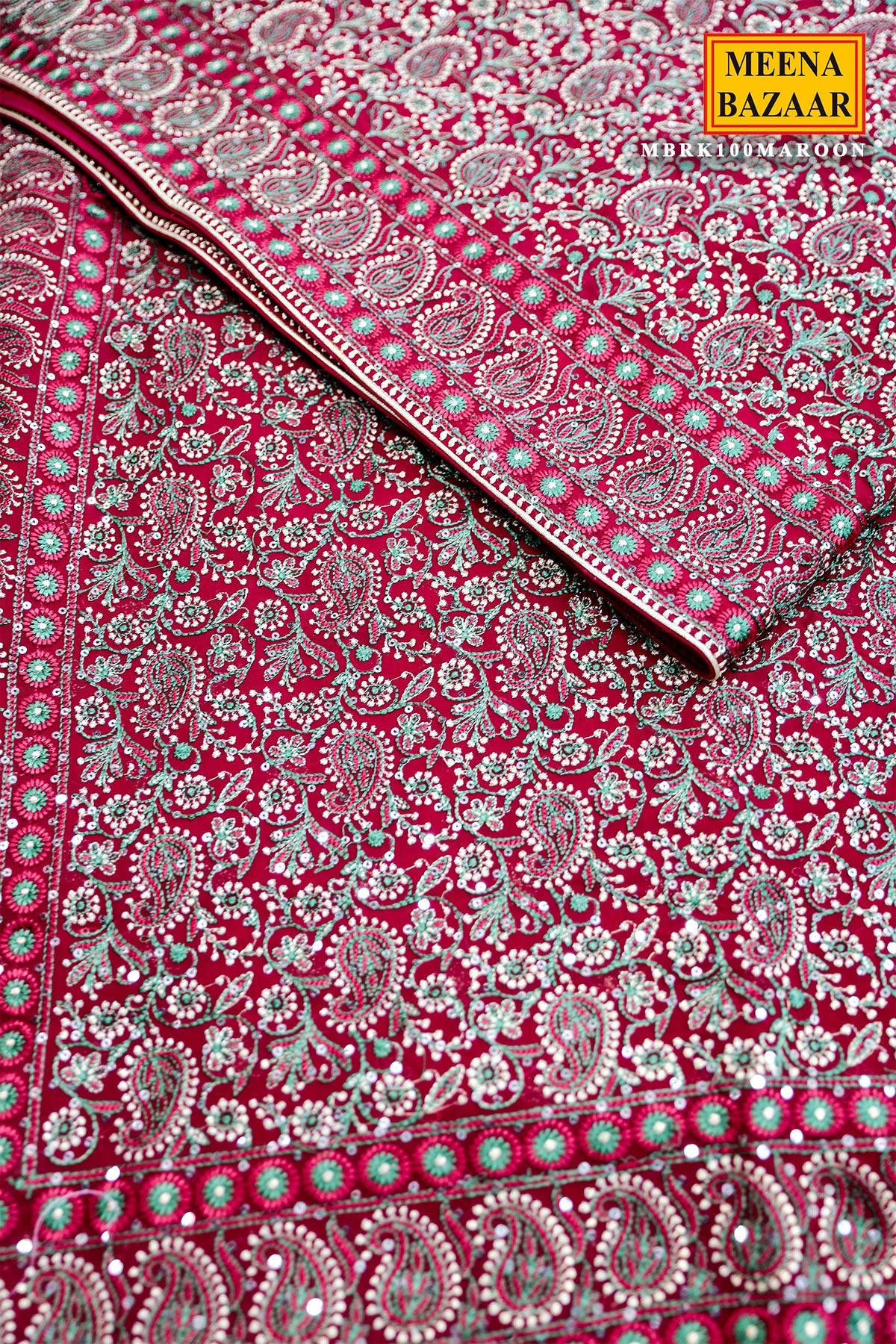 Maroon Georgette Saree with Sequin and Zari Work