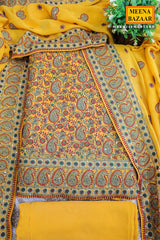 Mustard Resham Thread Embroidered Georgette Unstitched Suit