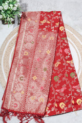 Maroon Silk Saree with Jaal Weaving