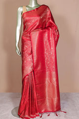 Red Silk Weaving Saree Traditional Festive Wear