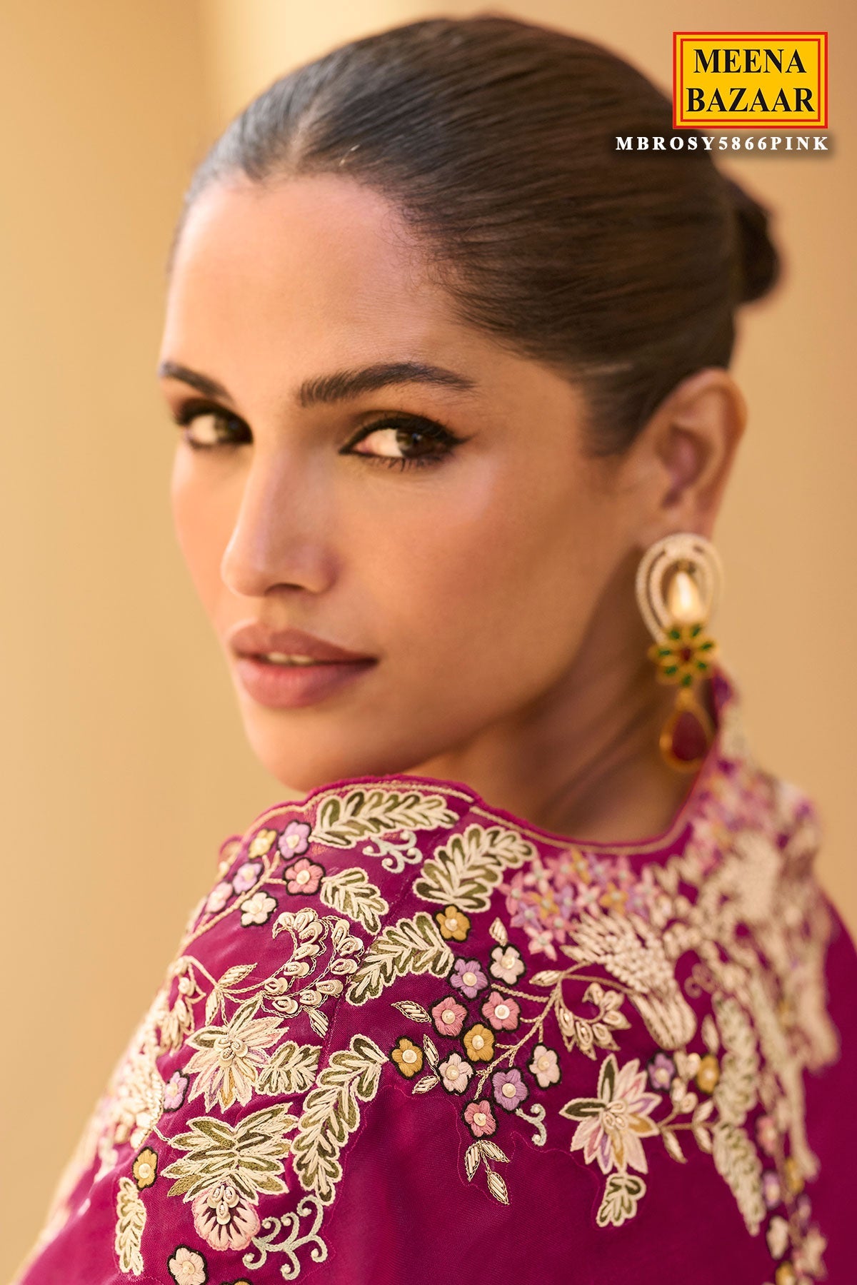 Rani Pink Thread Embroidered Cord Set for Festive Occasions