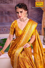 Mustard Woven Banarasi Silk Saree
