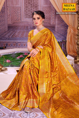 Mustard Woven Banarasi Silk Saree