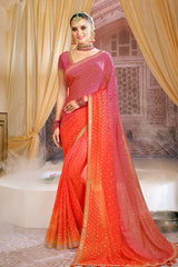Gajari Jacquard Sequins and Zari Embroidered Saree