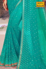 Rama Jacquard Sequins and Zari Embroidered Saree