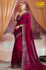 Rani Georgette Zari and Sequins Embroidered Saree