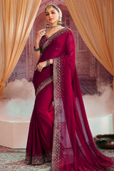 Rani Georgette Zari and Sequins Embroidered Saree