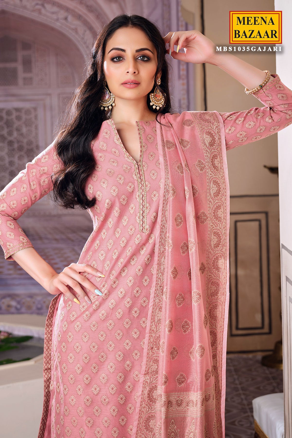 Gajari Chanderi Cotton Woven Unstitched Suits