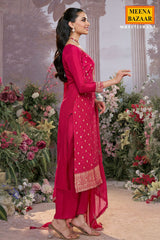 Rani Silk Ready Made Suit with Elegant Neck Embroidery
