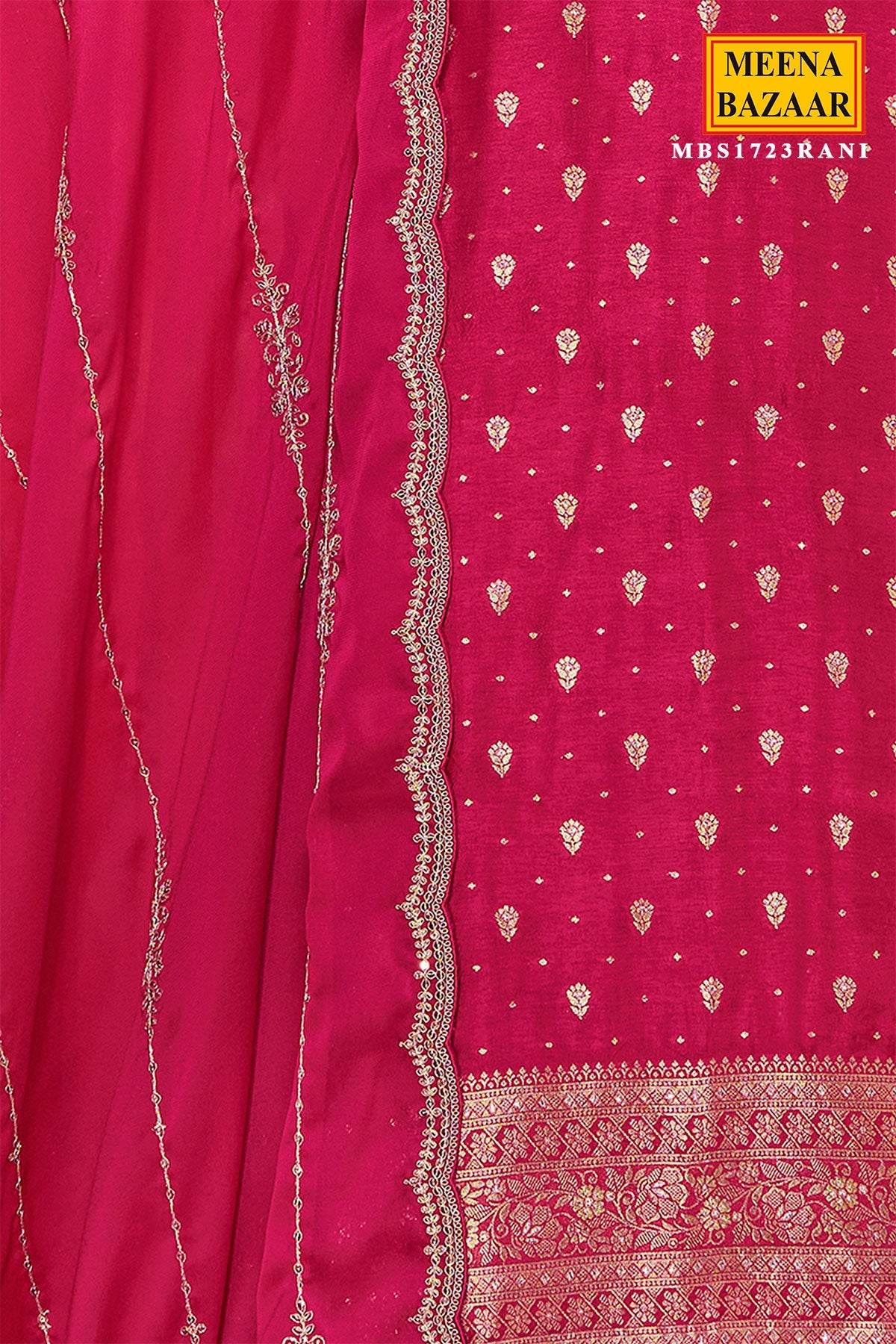 Rani Silk Ready Made Suit with Elegant Neck Embroidery