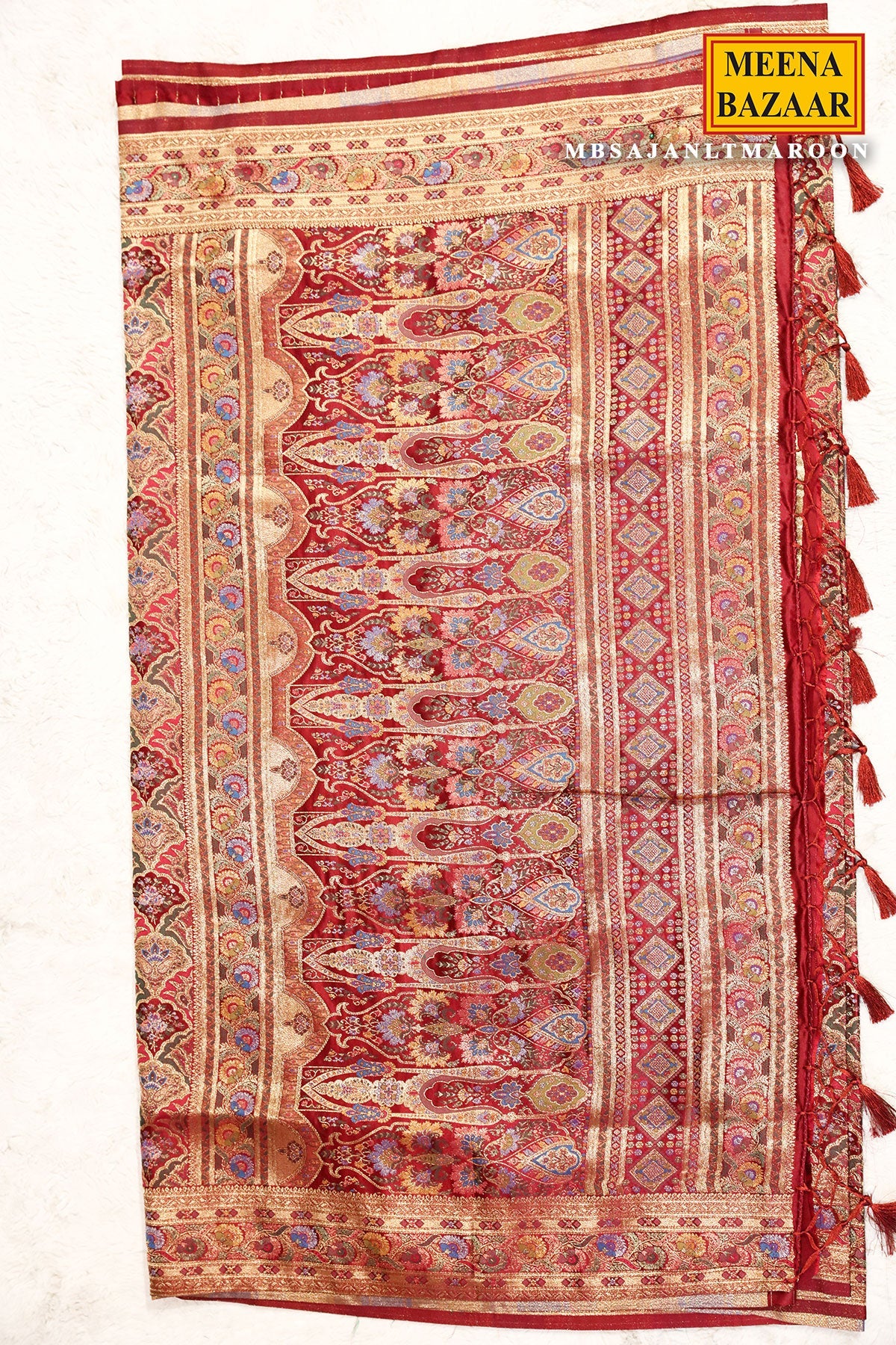 Maroon Silk Weaving Jal Saree