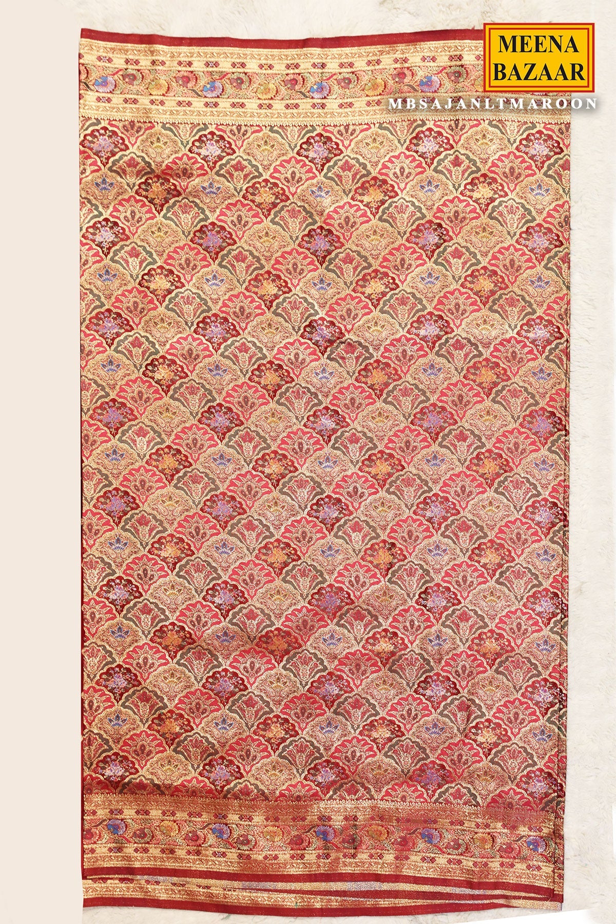 Maroon Silk Weaving Jal Saree