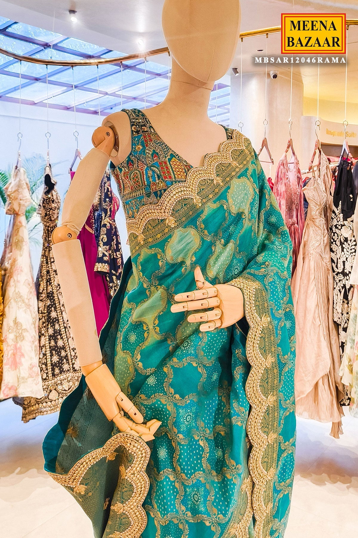 Rama Embroidered Silk Saree Party & Festive Wear Saree