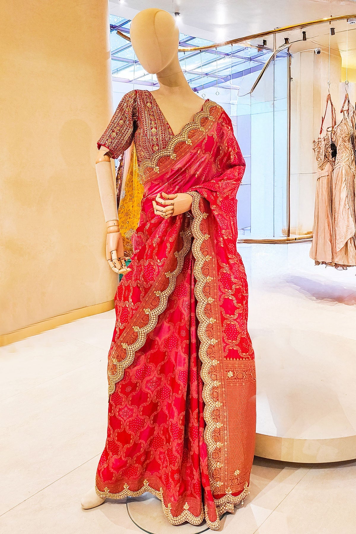Red Embroidered Silk Saree Party & Festive Wear Saree