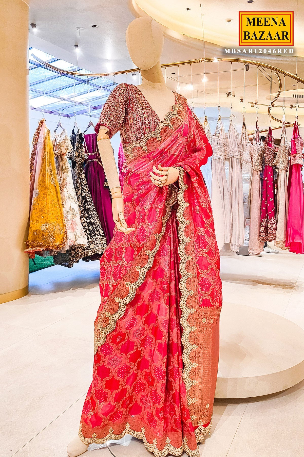 Red Embroidered Silk Saree Party & Festive Wear Saree