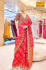 Red Embroidered Silk Saree Party & Festive Wear Saree