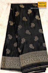 Sateen Black Silk Weaving Buti Saree