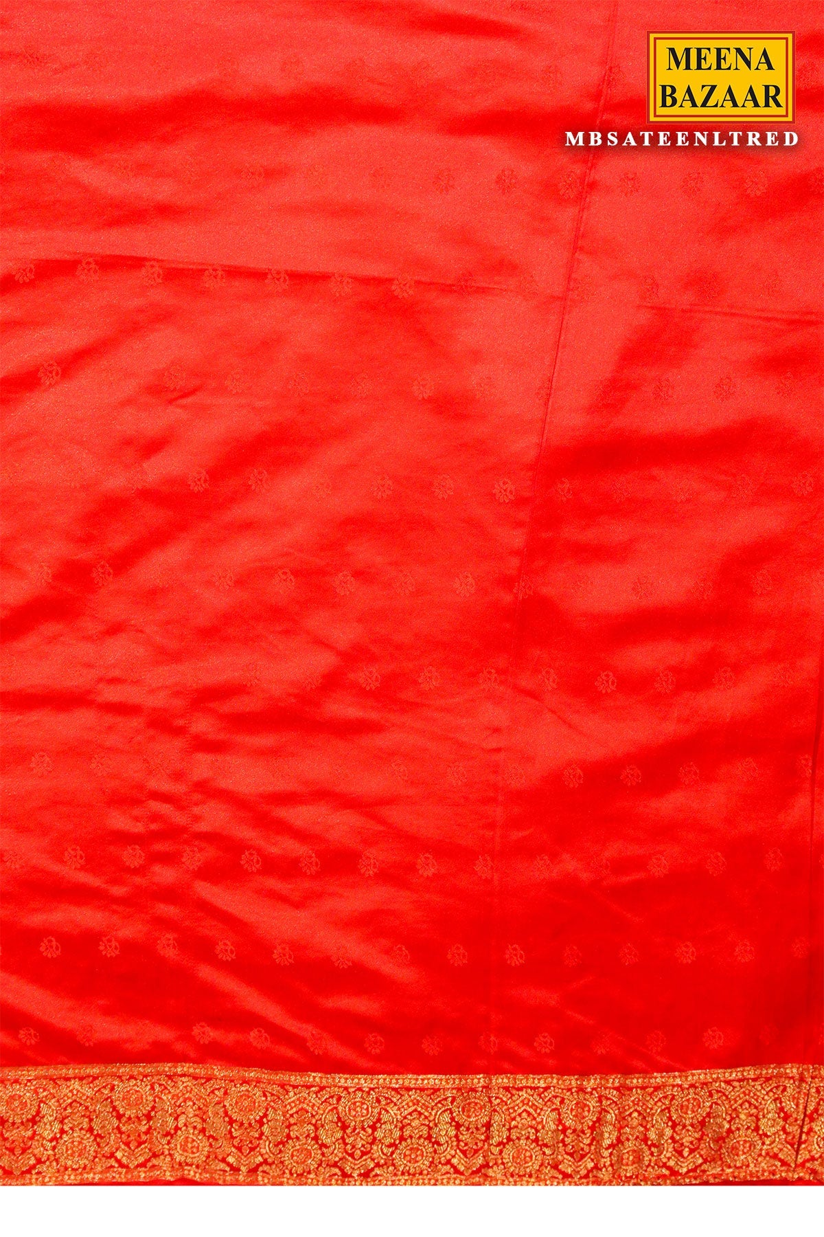 Sateen Red Silk Weaving Buti Saree