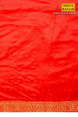 Sateen Red Silk Weaving Buti Saree